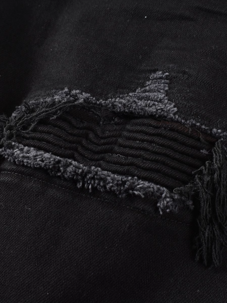 Black Ripped Patch Jeans