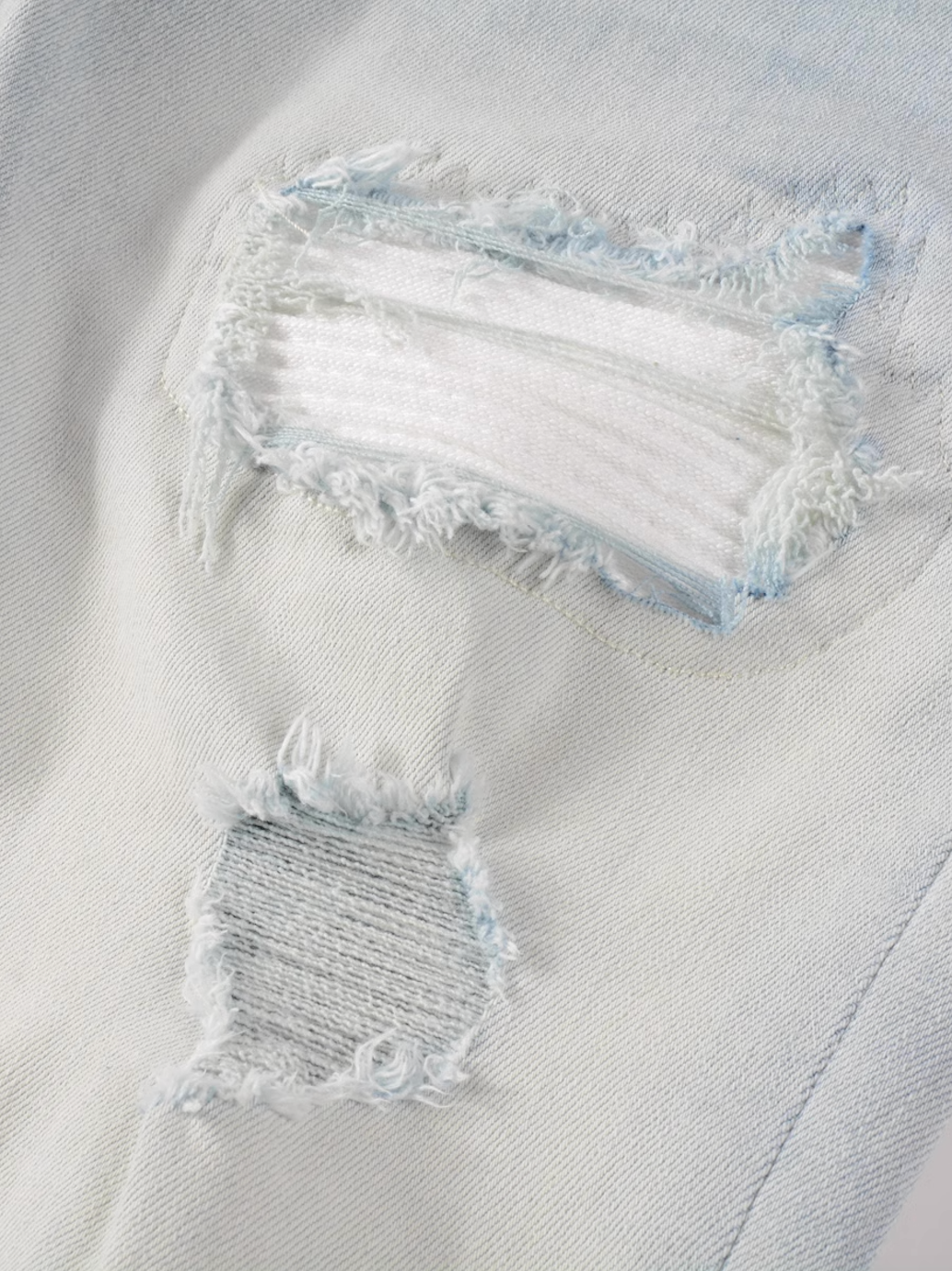 Light Blue Ripped White Patch Jeans