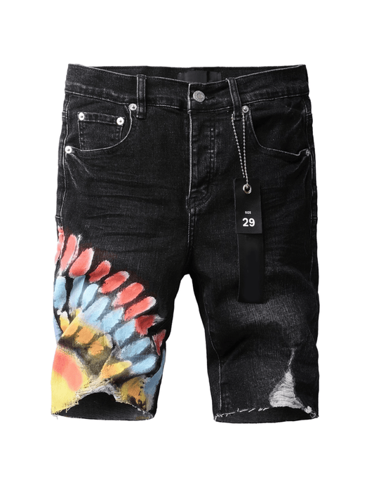 Black Graphic Paint Jeans