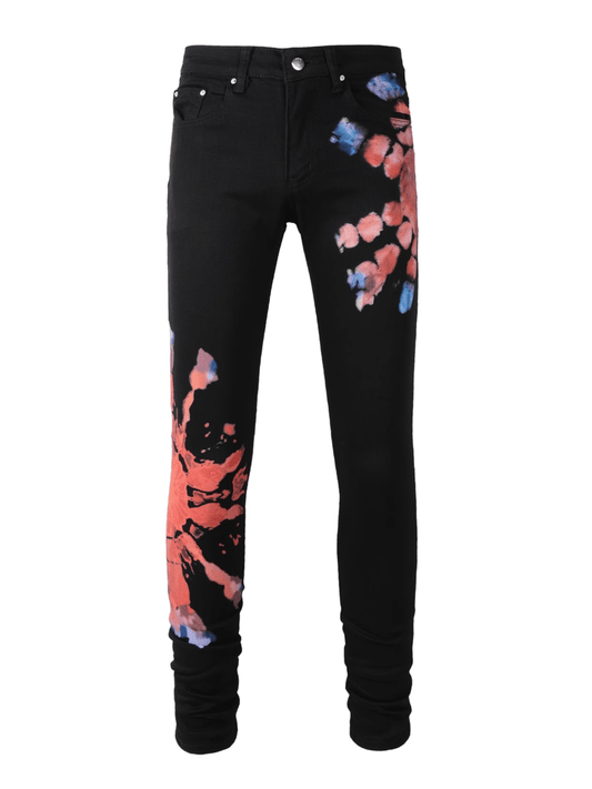Black Graphic Paint Jeans