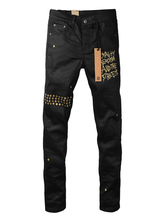 Black Gold Writing Jeans