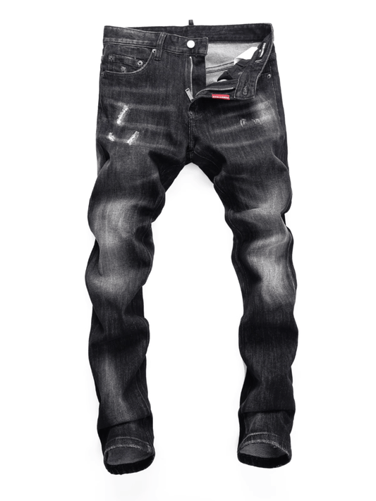 Black Gray Ripped Classic Jeans