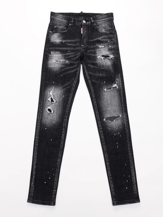 Black Gray Washed Classic Jeans