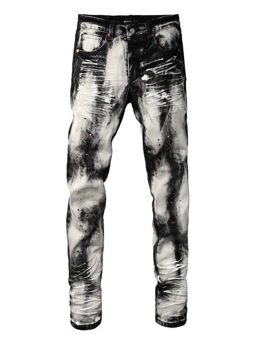 Black Graphic Paint Jeans
