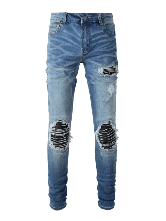 Blue Black Patch Jeans