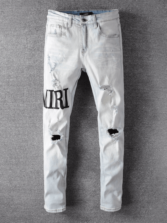 White Writing Classic Jeans