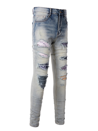 Washed Light Blue Ripped Jeans