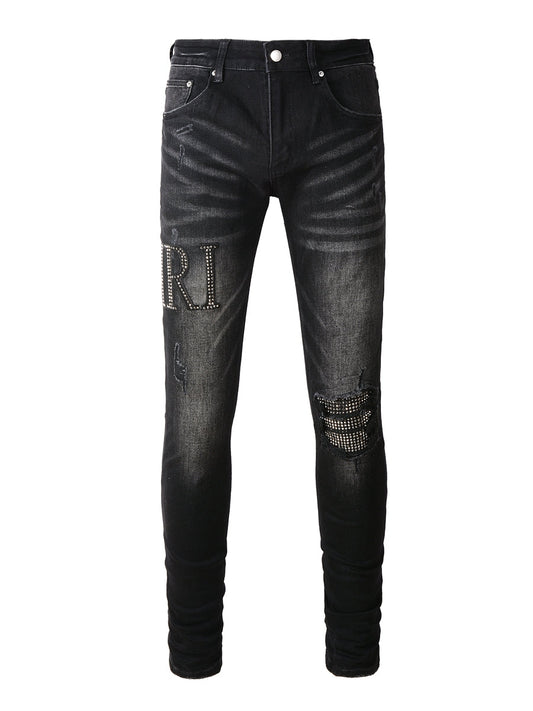 Black Diamond Writing Patch Jeans