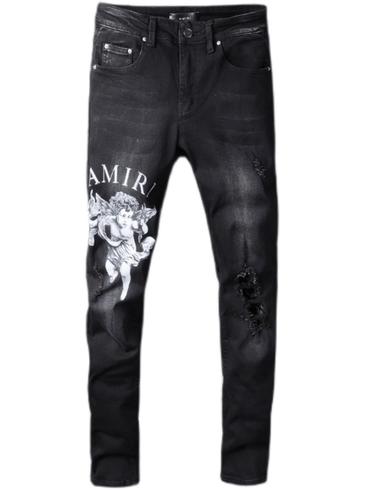 Black Graphic Patch Jeans