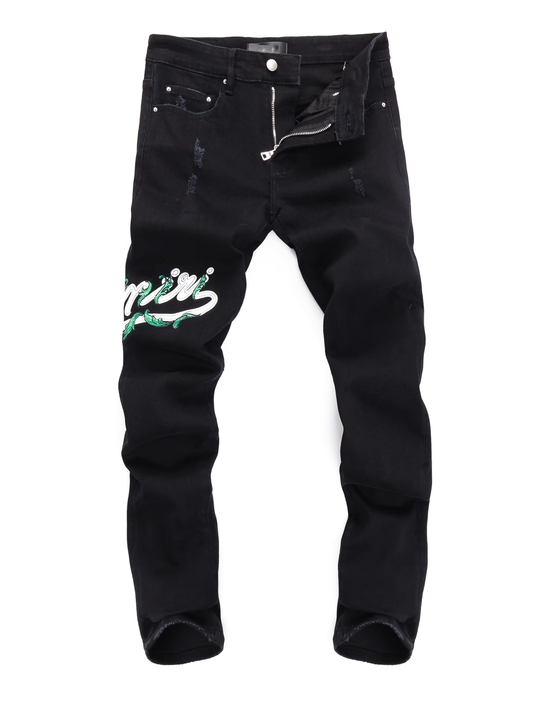 Black Classic Writing Jeans